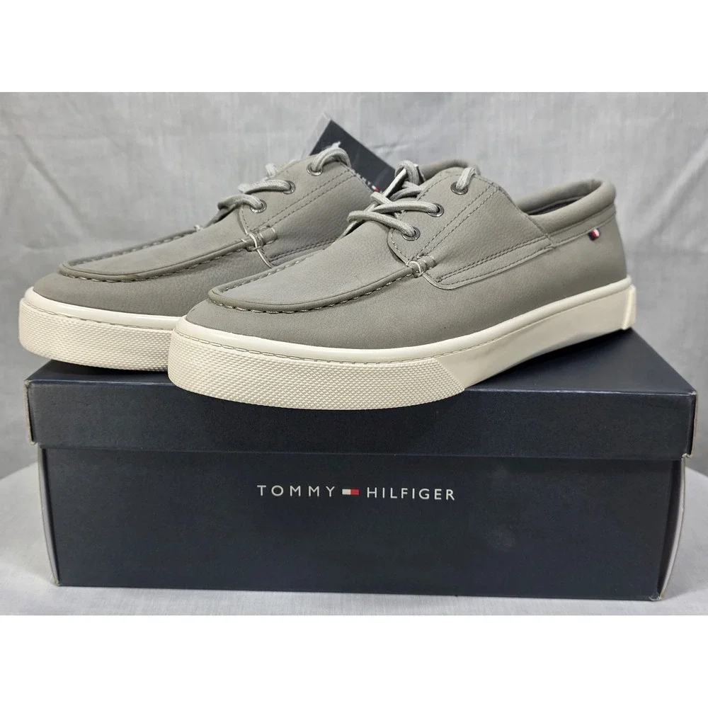 Tommy Hilfiger Gervis Men's Grey Boat Shoe Low Top‎ Lace Up Memory Foam Size 9M